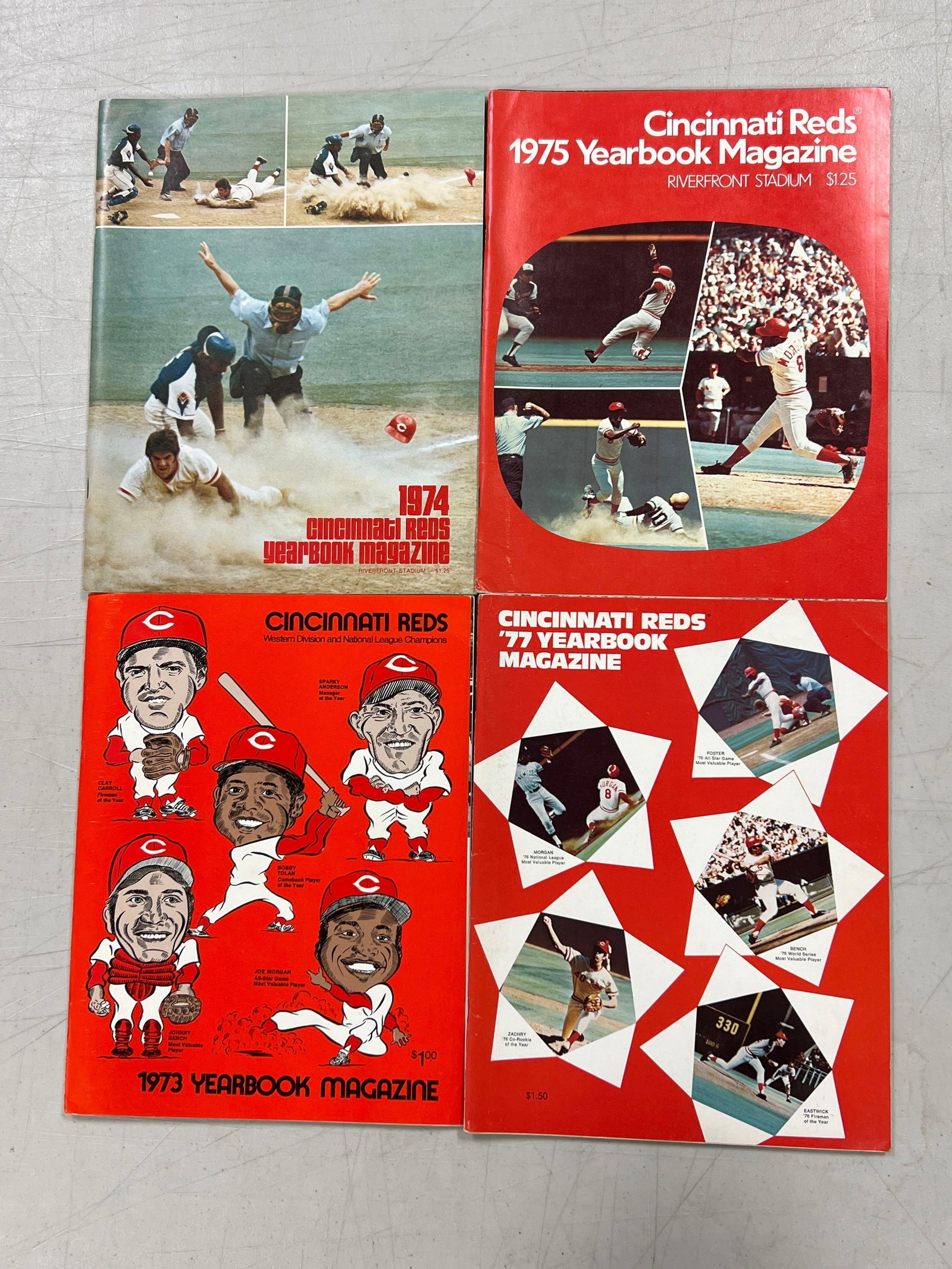 1973, 1974, 1975, 1977 Cincinnati Reds Yearbooks (1 of 9)