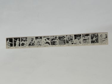 1950 R-423 Strip Card RARE Full Strip with Cobb, Feller, Speaker, DiMaggio. Mathewson, Sisler
