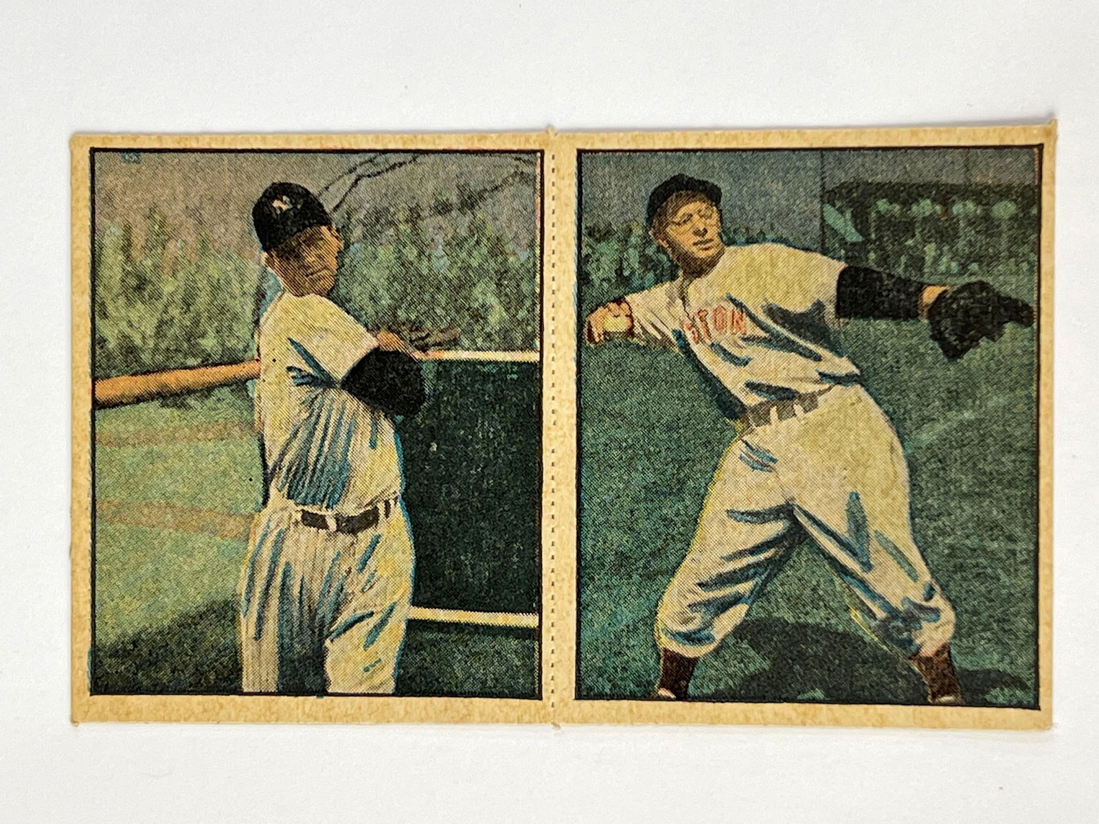 1951 Berk Ross Hit Parade of Champions Two Card Panel Jerry Coleman and Dom DiMaggio (1 of 10)