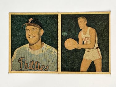 1951 Berk Ross Hit Parade of Champions Two Card Panel Del Ennis and Dick Schnittker