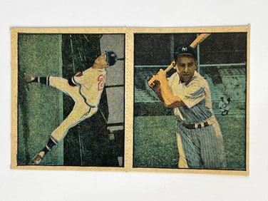 1951 Berk Ross Hit Parade of Champions Two Card Panel Warren Spahn and Yogi Berra