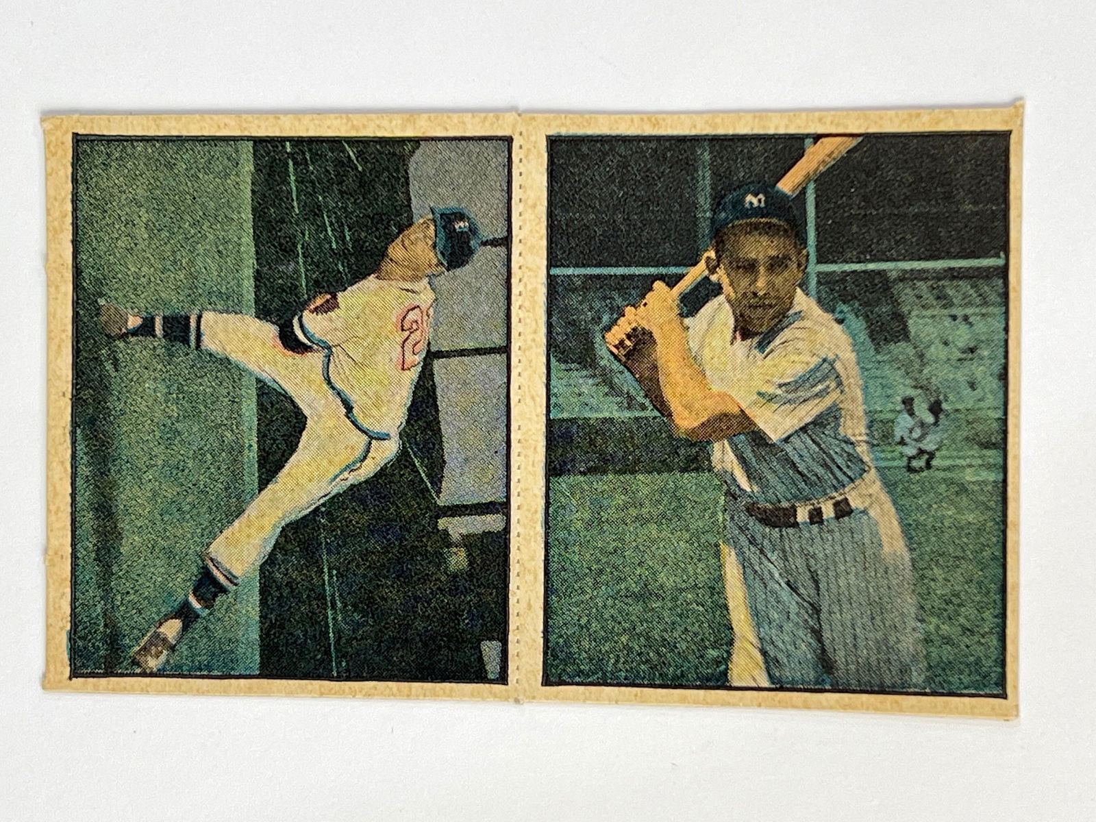 1951 Berk Ross Hit Parade of Champions Two Card Panel Warren Spahn and Yogi Berra (1 of 17)
