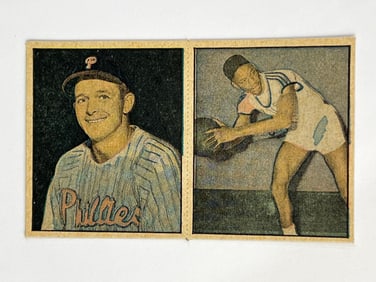 1951 Berk Ross Hit Parade of Champions Two Card Panel Stanley Lopata and Sherman White