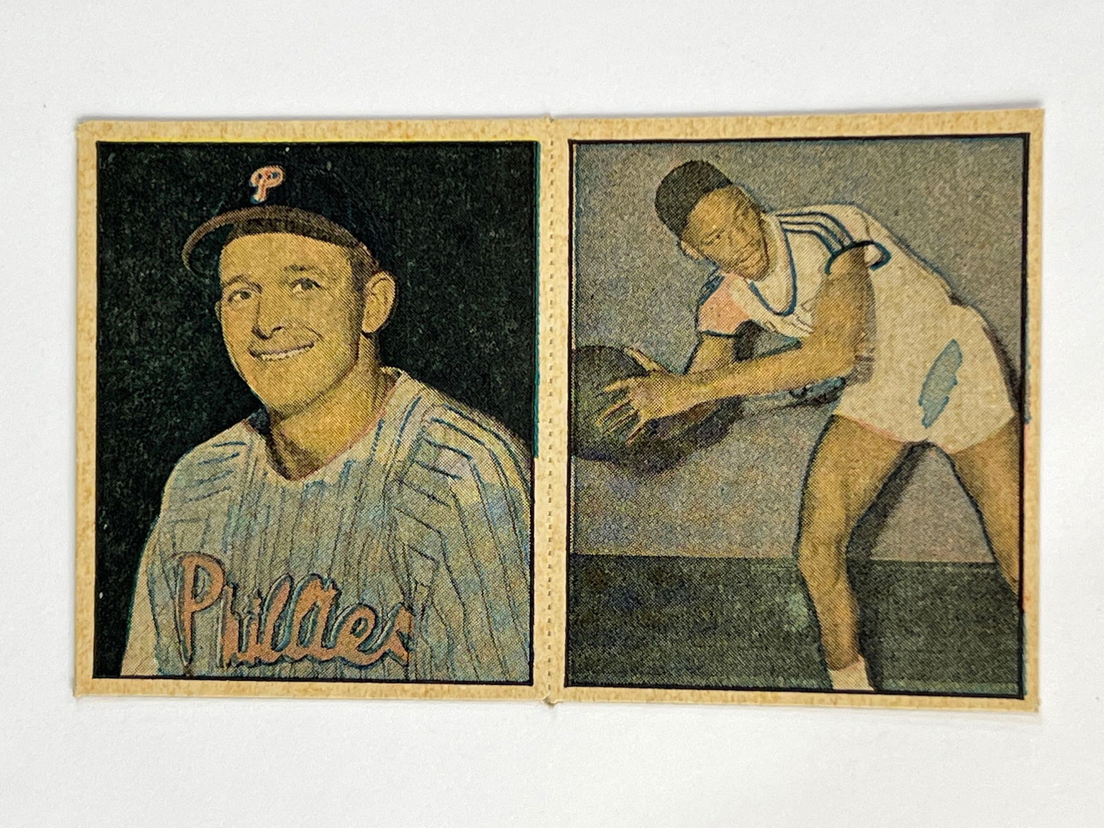1951 Berk Ross Hit Parade of Champions Two Card Panel Stanley Lopata and Sherman White (1 of 10)