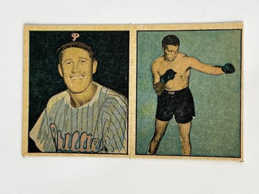 1951 Berk Ross Hit Parade of Champions Two Card Panel Mike Goliat and Joe Maxim