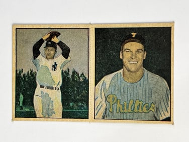 1951 Berk Ross Hit Parade of Champions Two Card Panel Eddie Lopat and Dick Sisler