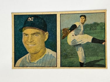 1951 Berk Ross Hit Parade of Champions Two Card Panel Cliff Mapes and Tommy Byrne