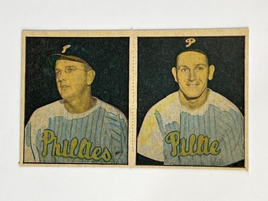 1951 Berk Ross Hit Parade of Champions Two Card Panel Jim Konstanty and Russ Meyer