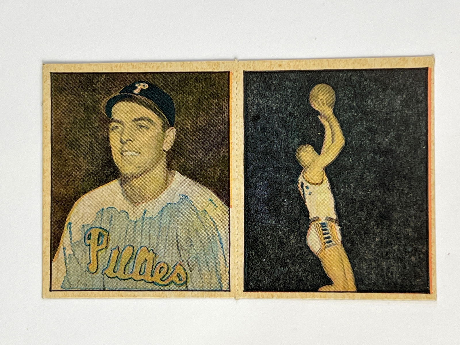 1951 Berk Ross Hit Parade of Champions Two Card Panel Curt Simmons and Bill Sharman (1 of 10)