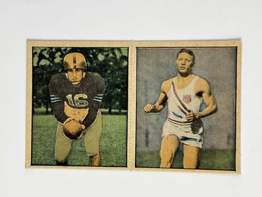 1951 Berk Ross Hit Parade of Champions Two Card Panel Arnold Galiffa and Glen Cunningham