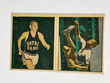 1951 Berk Ross Hit Parade of Champions Two Card Panel Gregory Rice and Harrison Dillard
