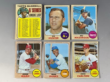1968 Topps Baseball HOF, Stars, etc (17) Carlton, Maris, Banks - Range #300 - #454