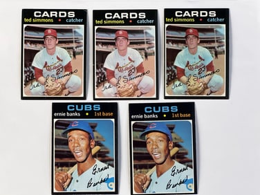 1971 Topps Baseball #525 Ernie Banks (2) and #117 Ted Simmons RC (3)