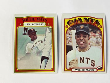 1972 Topps #49 Willie Mays and #50 In Action Card San Francisco Giants
