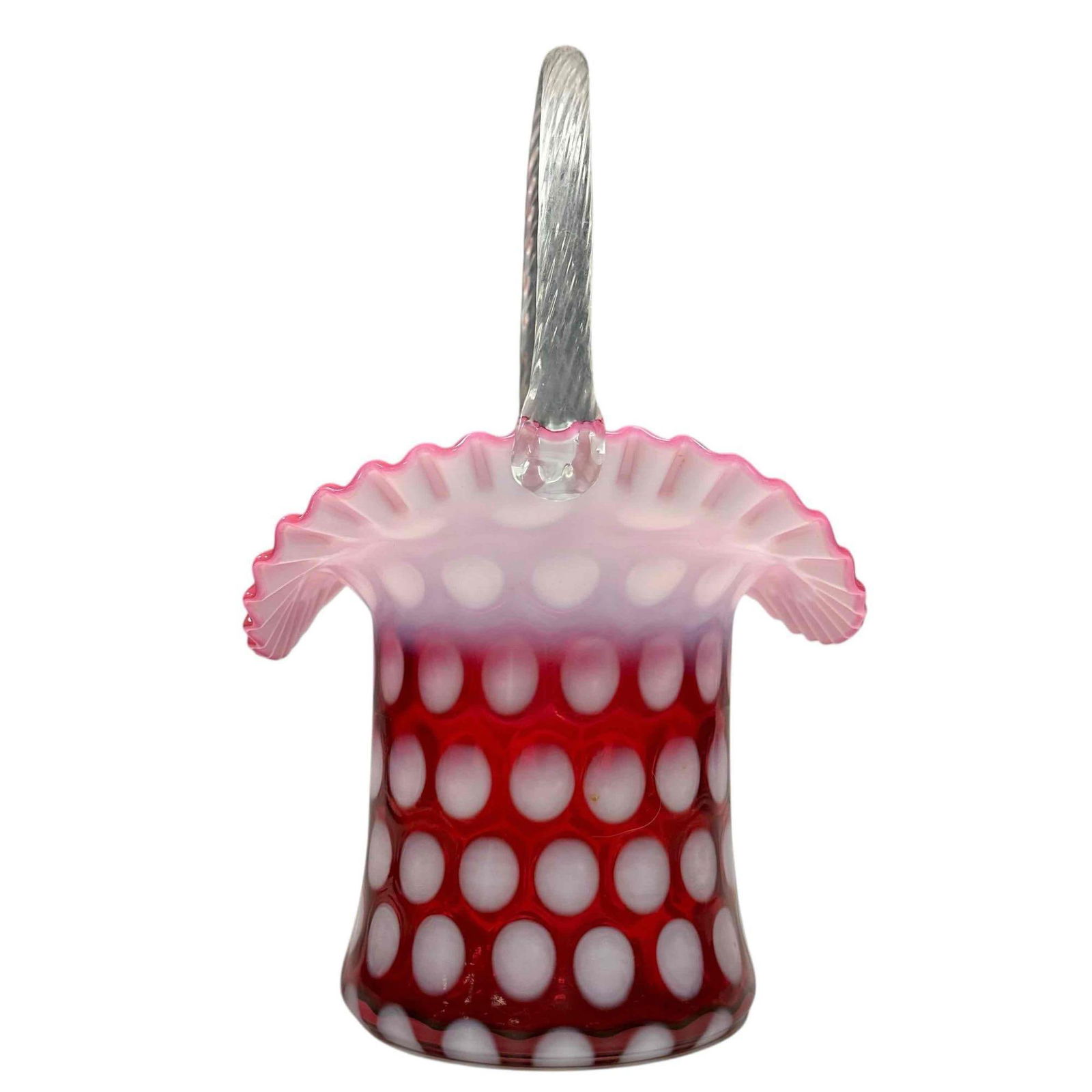 Large FENTON Art Glass Coin Dot Basket (1 of 17)