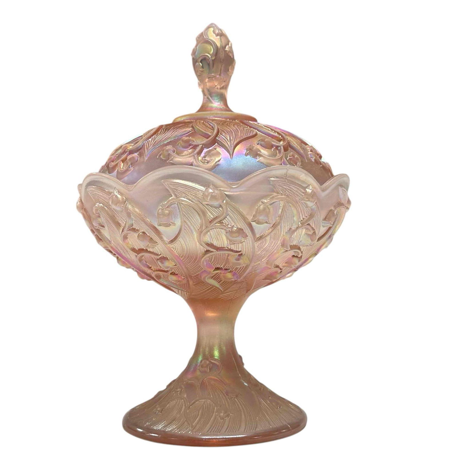 Fenton Pink Lustre Covered Candy Dish / Compote (1 of 20)