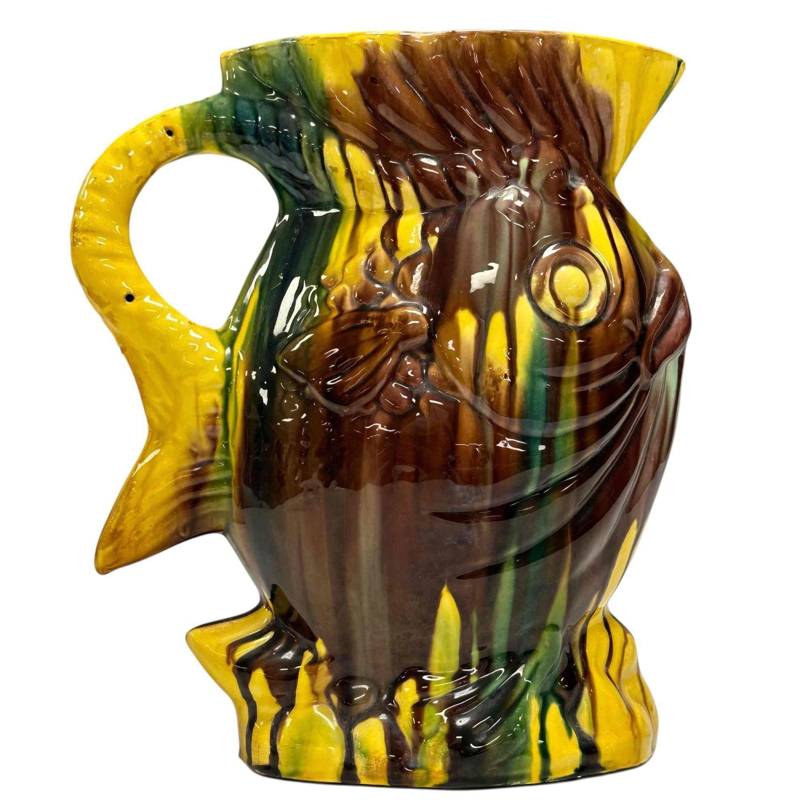 Majolica Pottery Dripware Fish Pitcher (1 of 15)