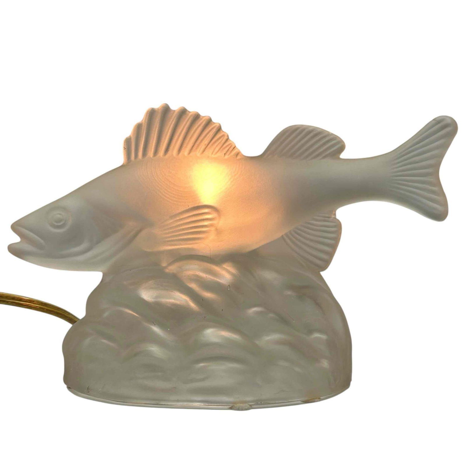 Frosted Art Glass Trout - Fish Light: Wonderful mid century modern lamp or night light. Frosted art glass in the form of a fish. Great for those hunting/fishing lodges, child's room or any fisherman interior design. Measuring approx 5.5"
