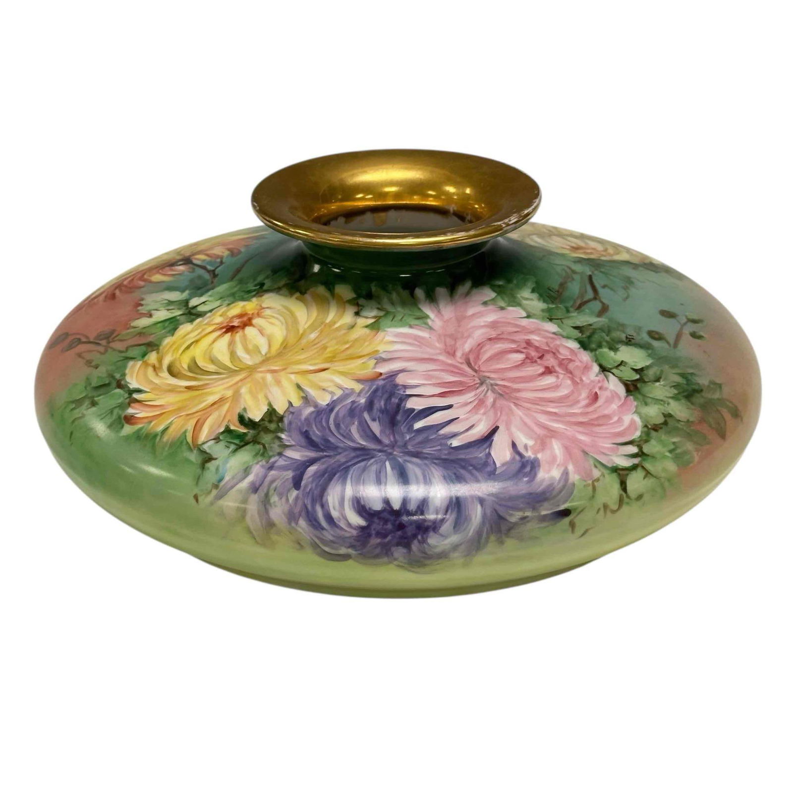 VIENNA AUSTRIA Hand Painted Flat Form Squat Vase (1 of 16)