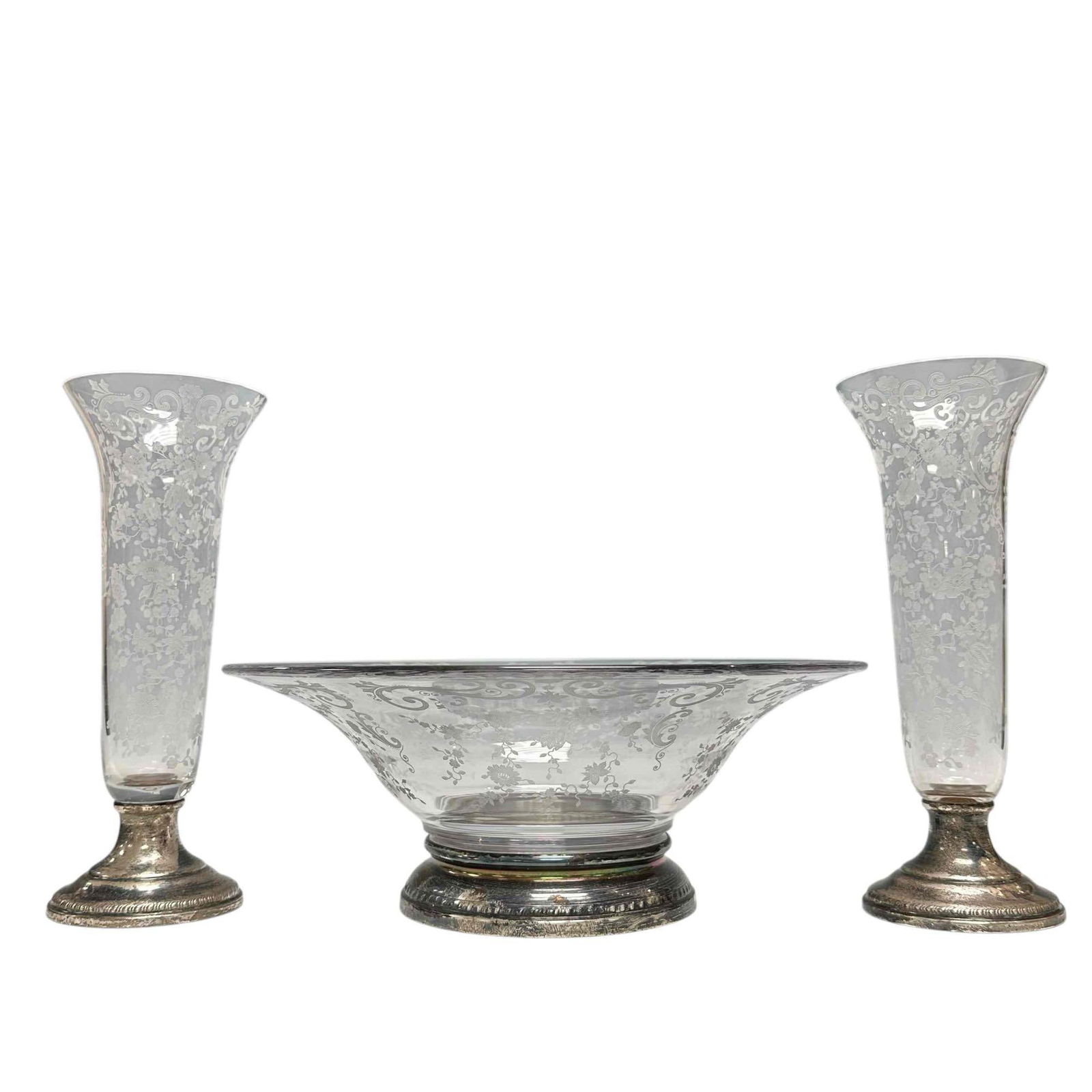 3pc Early American Etched Glass and Sterling Set (1 of 20)