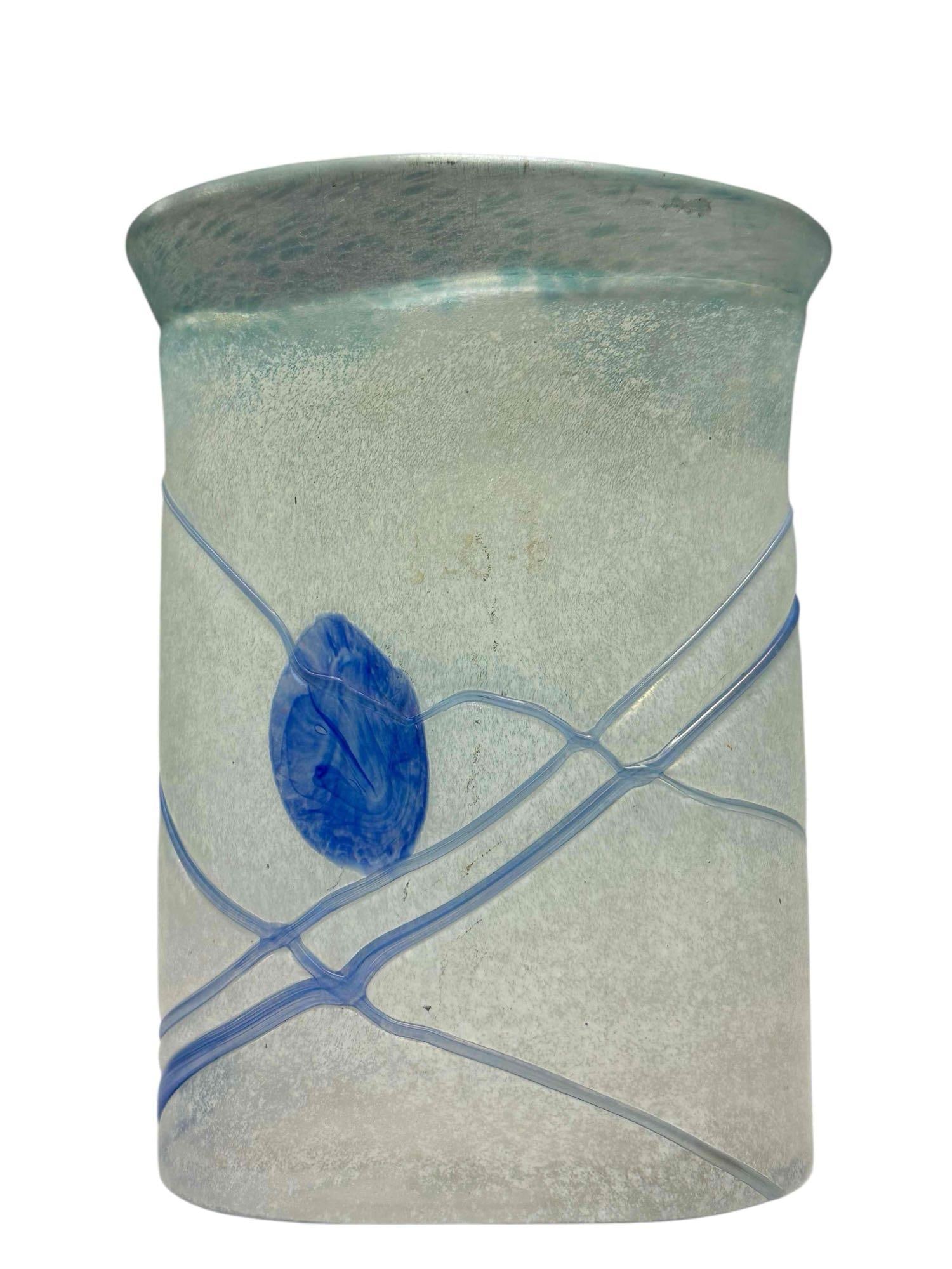 Bertil Vallien Scandinavian Art Glass - GALAXY Vase: Bertil Vallien NETWORK Scandinavian Art Glass 1978 Artist Collection Retro vase measuring approx6.25" h x 5" w. Good condition signed and numbered on bottom as shown, see photos