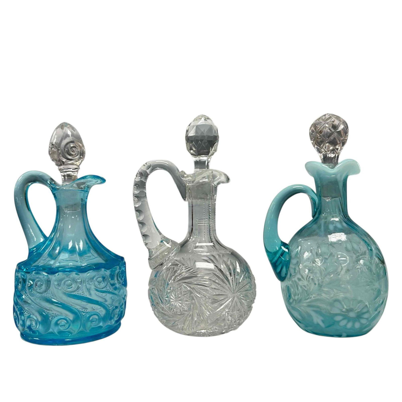 (3) Antique Art Glass Cruets - Fern Daisy Fenton (1 of 18)