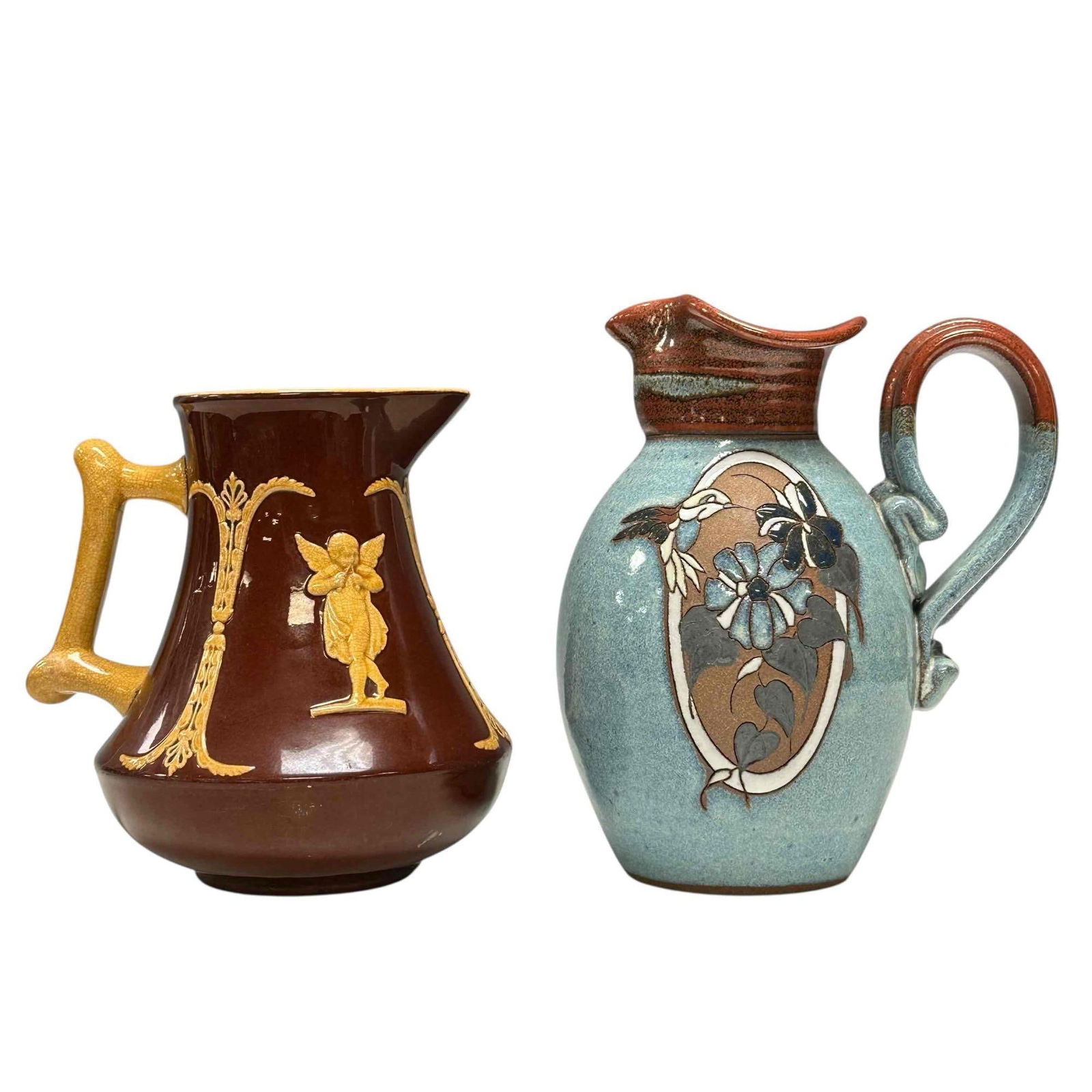 Two (2) Majolica Pottery Pitchers / Jugs (1 of 14)