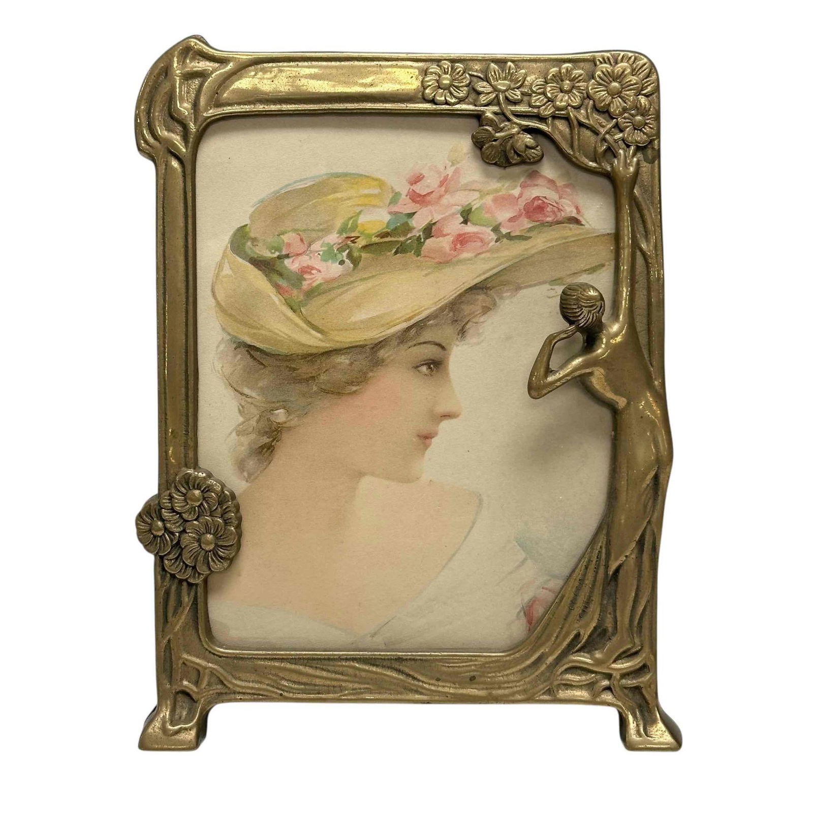 Fine Art Nouveau Bronze Lady Frame with Portrait (1 of 13)