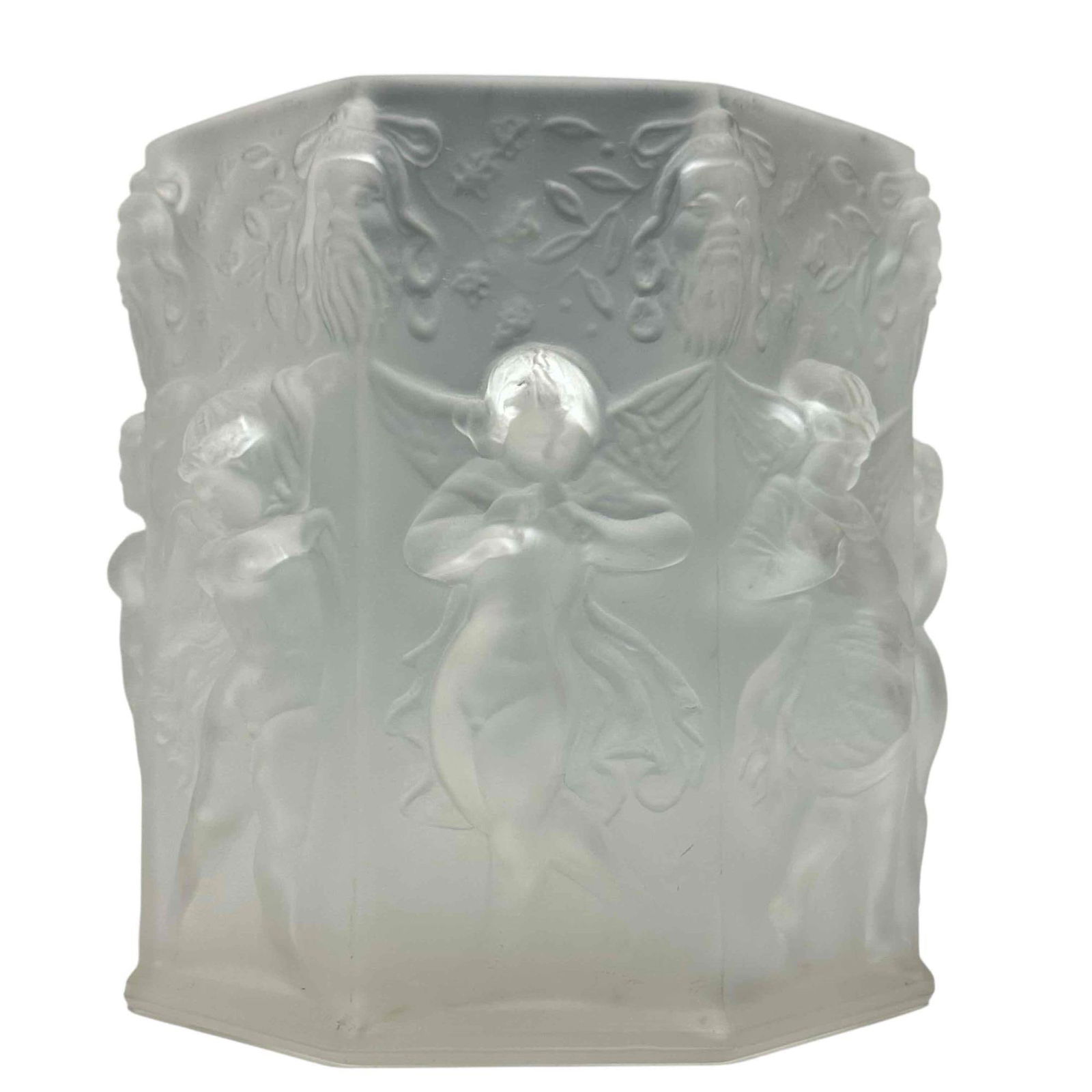 Octagonal Frosted Glass Cache Pot / Jardiniere (1 of 13)