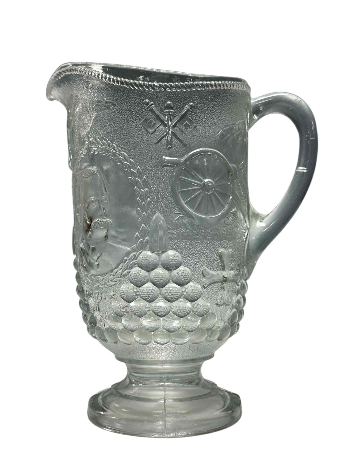 Glass Water Pitcher Commemorating Battle of Lake Erie by Admiral Dewey (1 of 13)