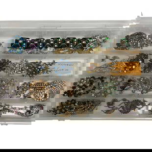 Vintage Costume Jewelry - Rhinestones Brooche Etc: Another great lot of vintage costume jewelry. Joseph Wisner NY Brooch, Weiss, Victorian and other designers. Good used condition, as shown see photos