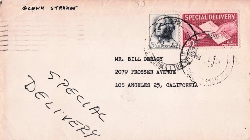 Glenn Strange - Autographed two page letter and envelope (1 of 3)