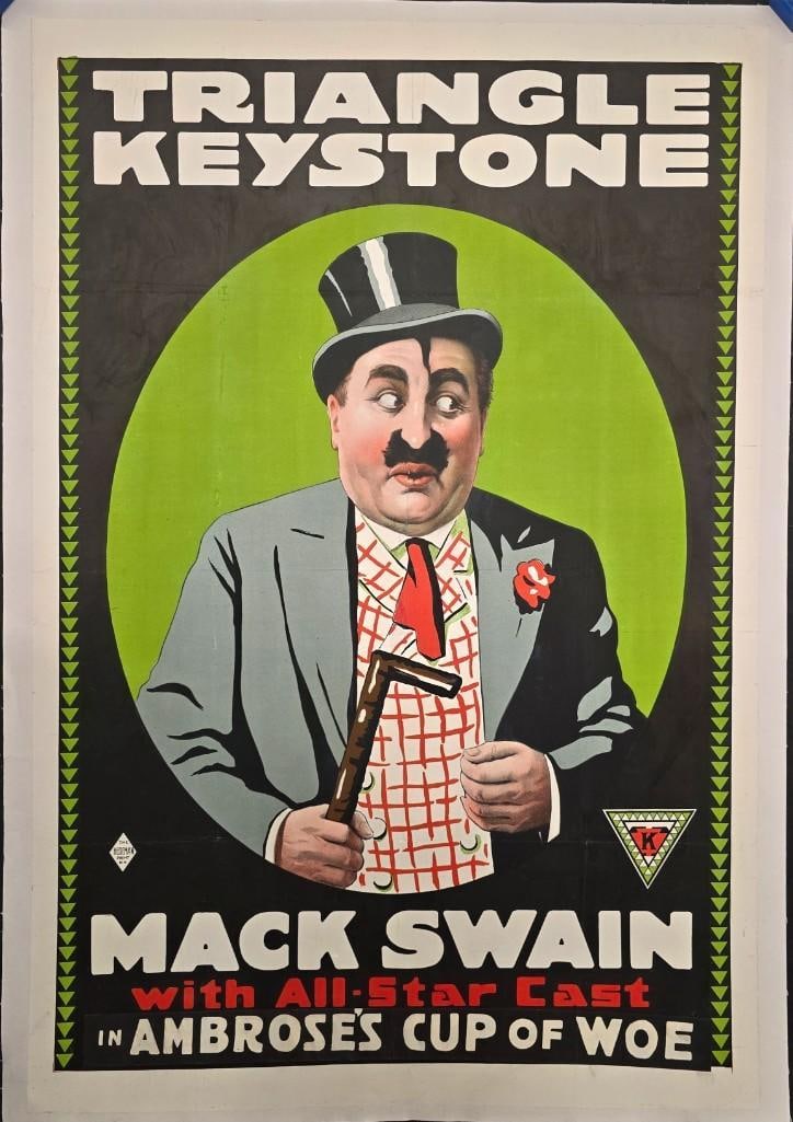 Ambrose's Cup of Woe - One Sheet: Quantity: 1 Year: 1916 Condition: B+ Country: U.S.A Studio: Triangle Backing/Restoration: Linen Size: 27 x 41 Genre: Silent / Comedy Stars: Mack Swain