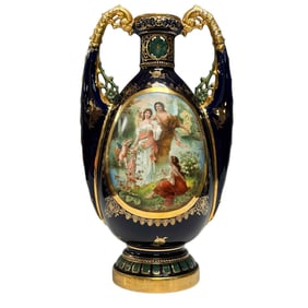 Austrian - Royal Vienna Cobalt Porcelain Vase