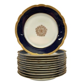 Twelve Jean Pouyat Limoges Porcelain Dinner Plates
