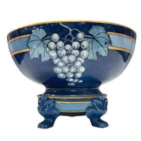 Grape Pattern German Punch Bowl & Footed Pedestal