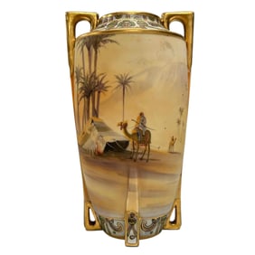 ART DECO Nippon Vase with Man on Camel in Desert Scene