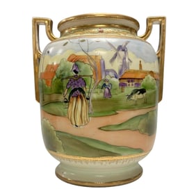 Art Nouveau Hand Painted Nippon Vase - Dutch Setting