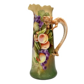 JP Limoges France Hand Painted Tankard w Dragon Handle