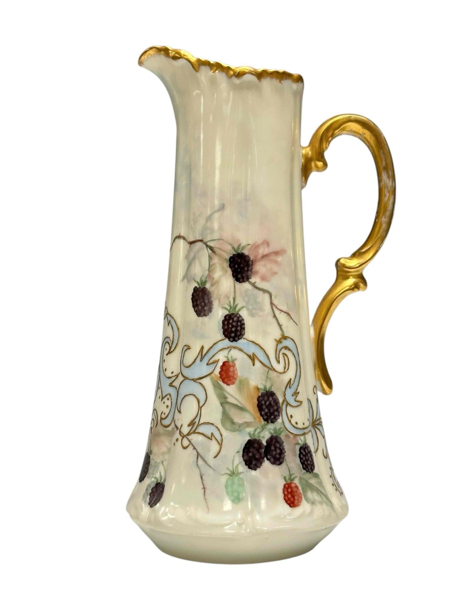 Large TV Limoges Hand Painted Tankard - Blackberry Motif (1 of 20)