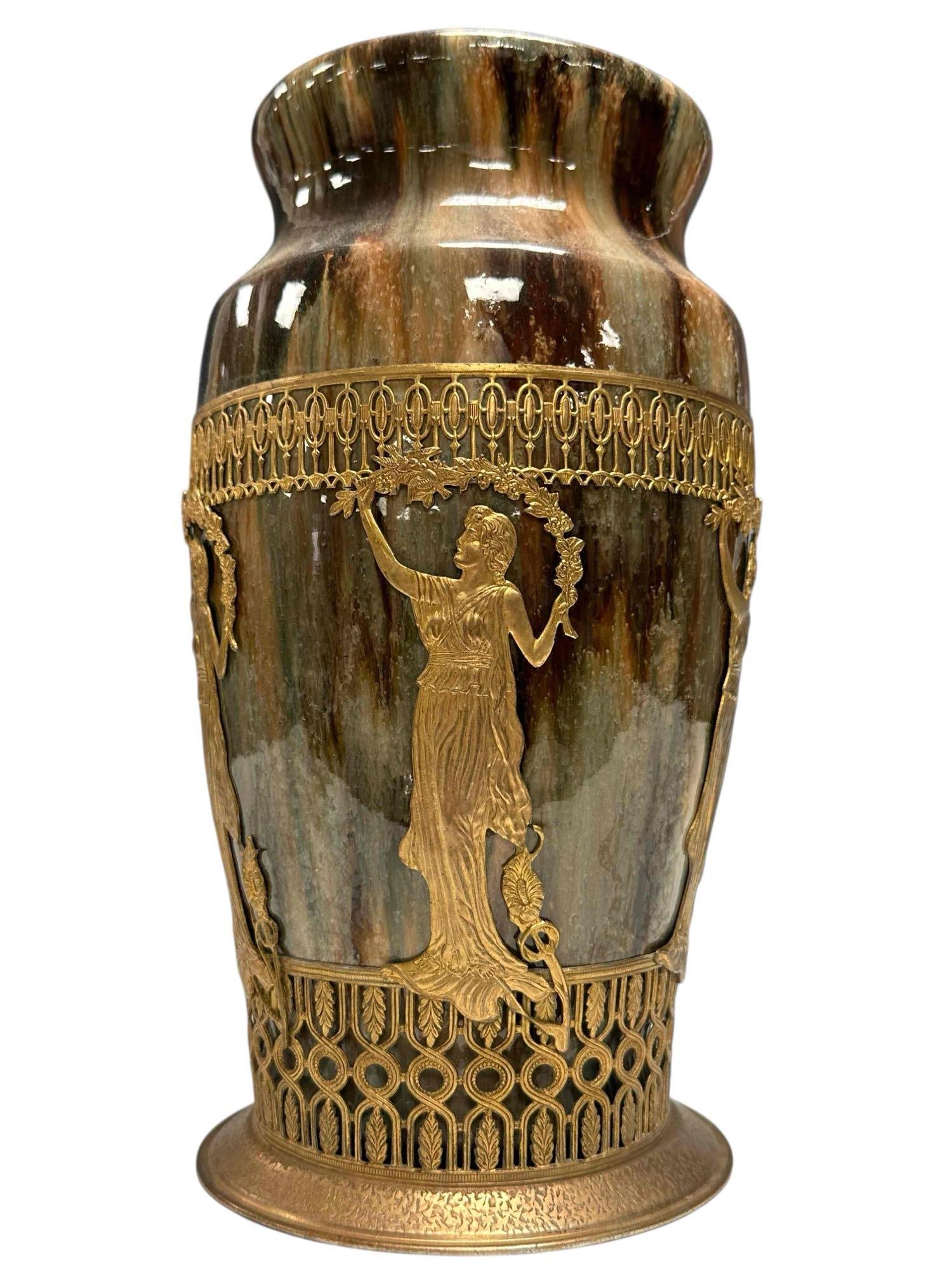 Art Pottery Vase with Renaissance Bronze Overlay (1 of 17)