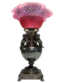 19th C Renaissance Style Compote with Cranberry Top