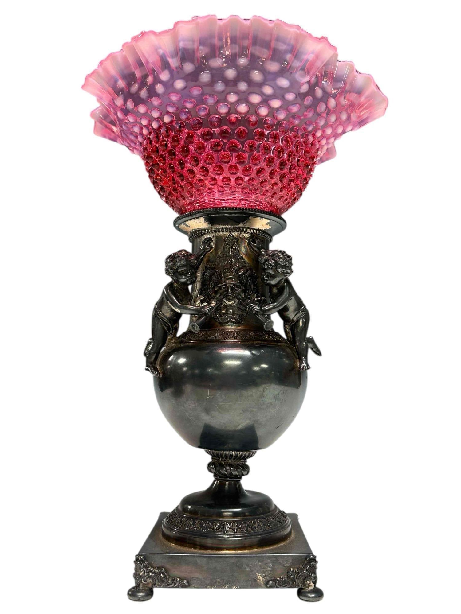 19th C Renaissance Style Compote with Cranberry Top (1 of 16)