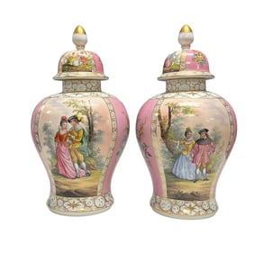 Impressive Pair of BERLIN Porcelain Lidded Vases