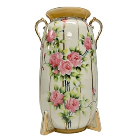 Japanese Art Deco Hand Painted Porcelain Vase