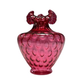 Large Fenton Cranberry Coindot Vase