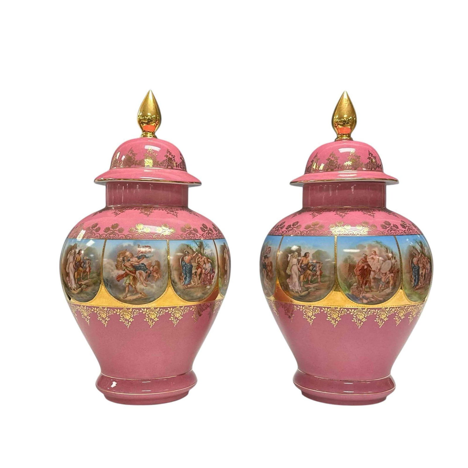 Pair of German Royal Vienna Courting Couple Scenic Urns (1 of 20)