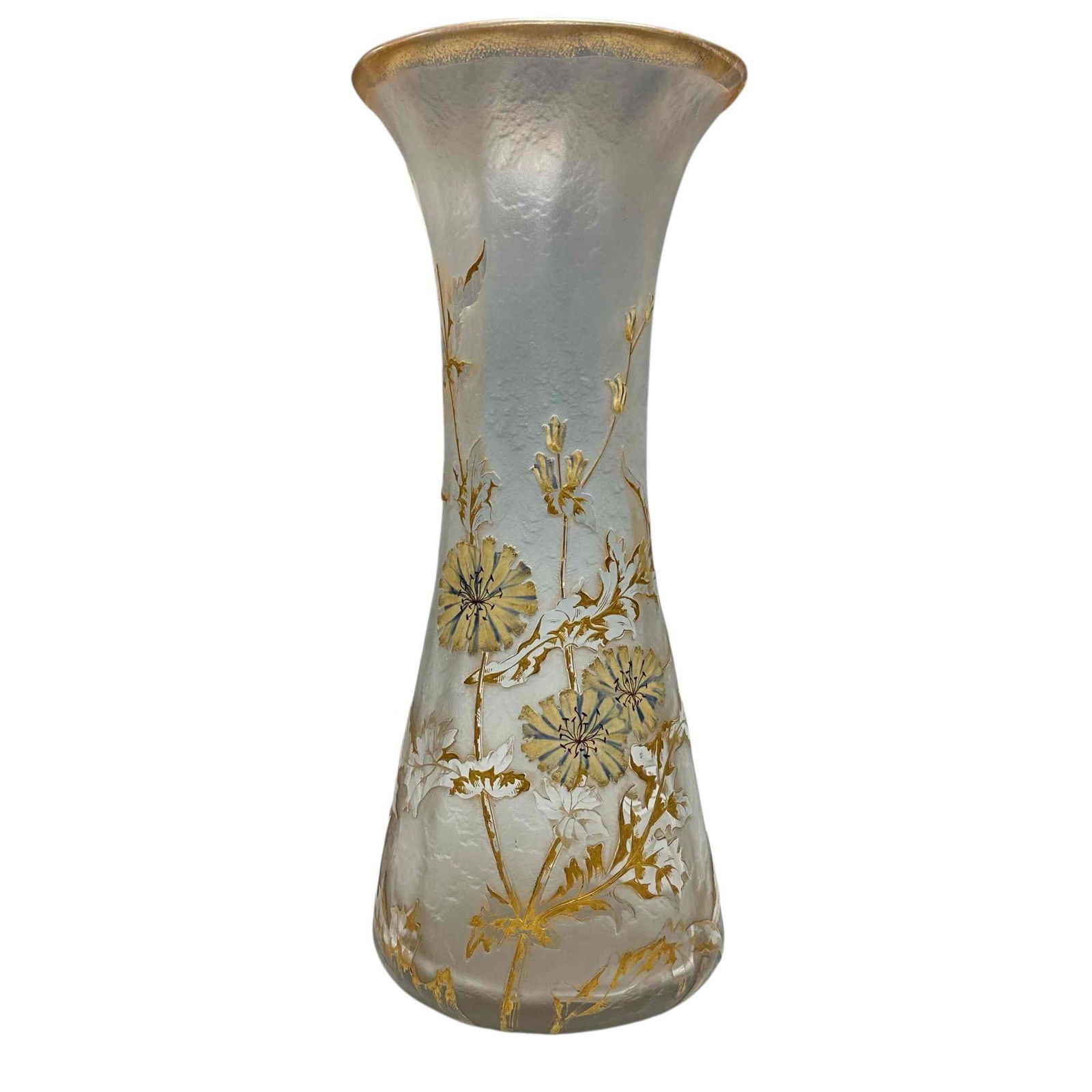 attrib to Mont Joye Frosted Glass Enameled Vase (1 of 19)