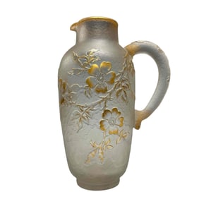 Daum Nancy Frosted Art Glass Pitcher / Tankard
