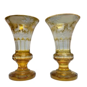 A pair of Bohemian Czech Art Glass Vases